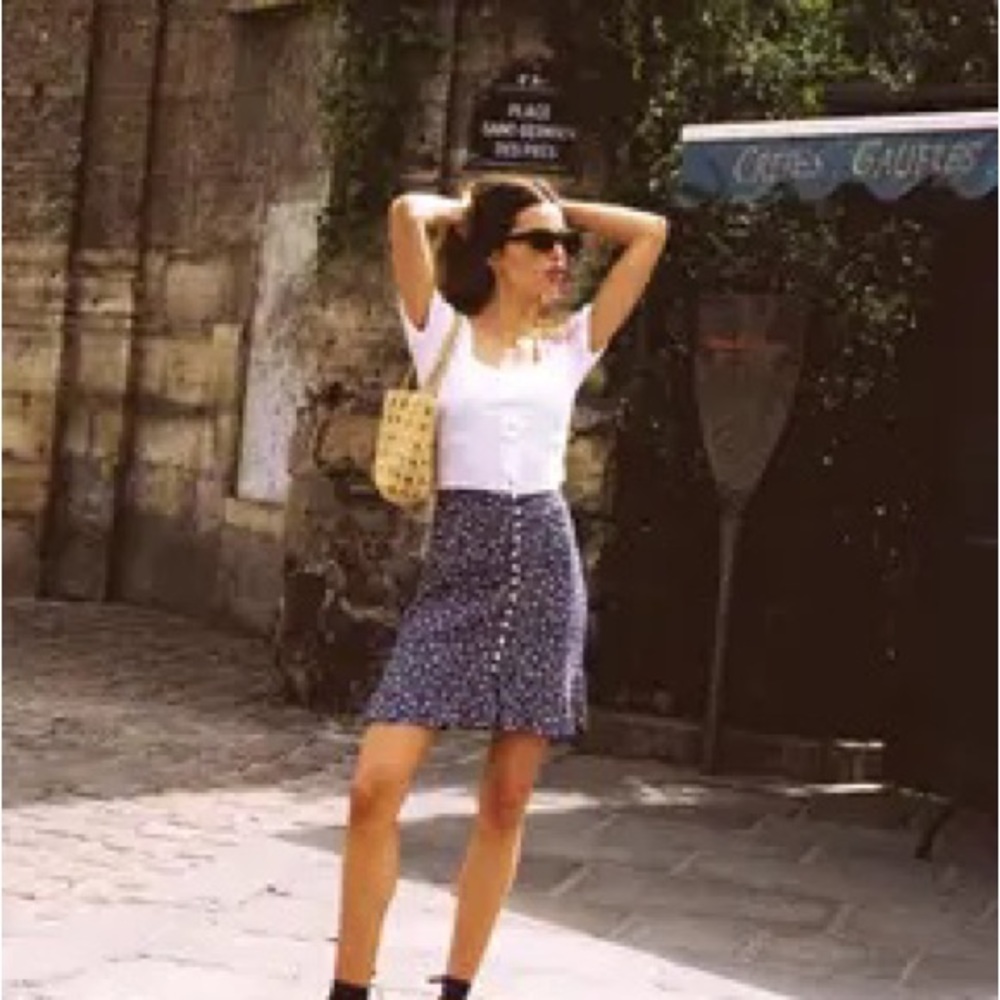 Rouje Paige mini skirt, Fleurette Vintage Bleu size 38
